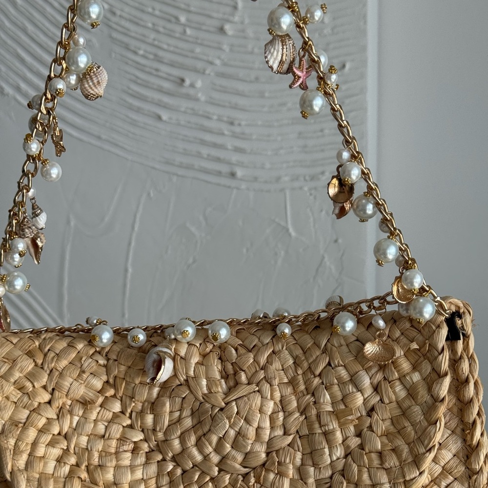 Handmade Raffia & Shell Bag - Picture 3 of 6